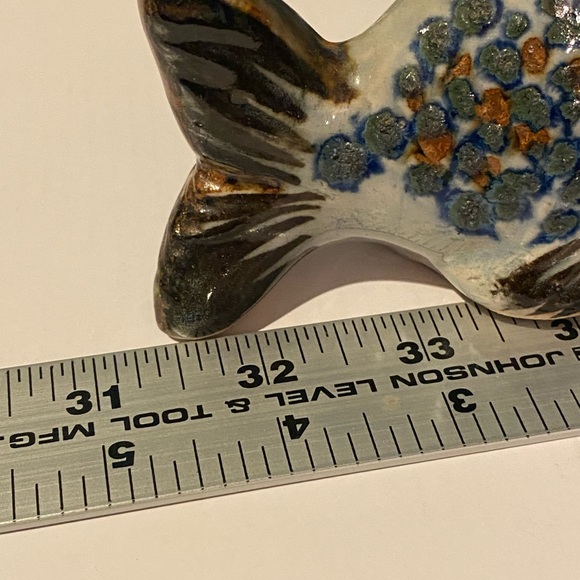 Tonala Hand Painted Mexican Pottery Fish Daisy Signed Mexico Open Mouth - Picture 6 of 7